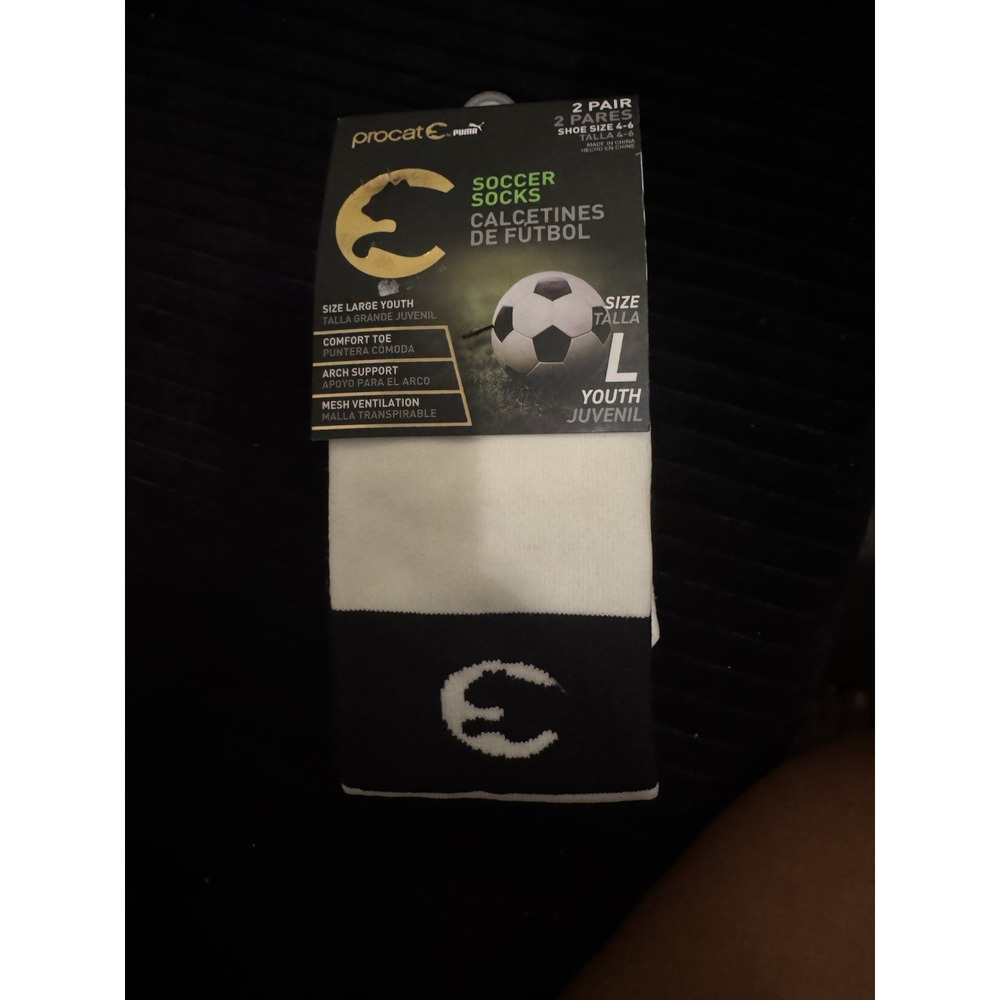 Puma Procat Soccer Socks Youth Size LARGE Performance 2 Pair Pack
